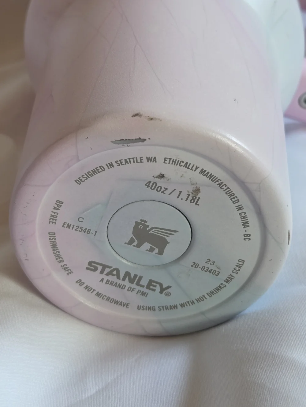 Stanley 40oz. Pink Marble Insulated Travel Mug with Handle and Straw - Picture 11 of 16